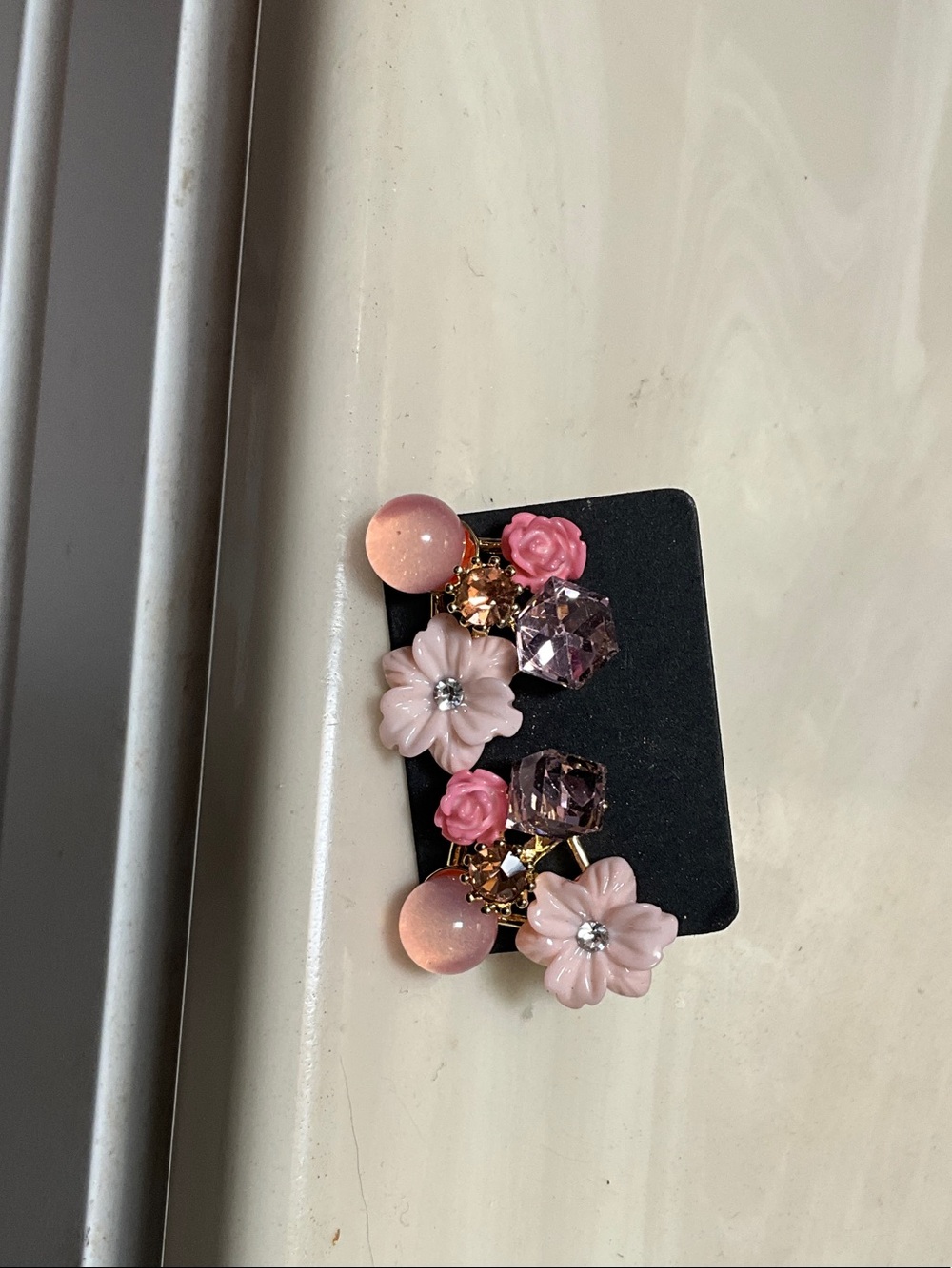 Pink Floral Cluster Earrings